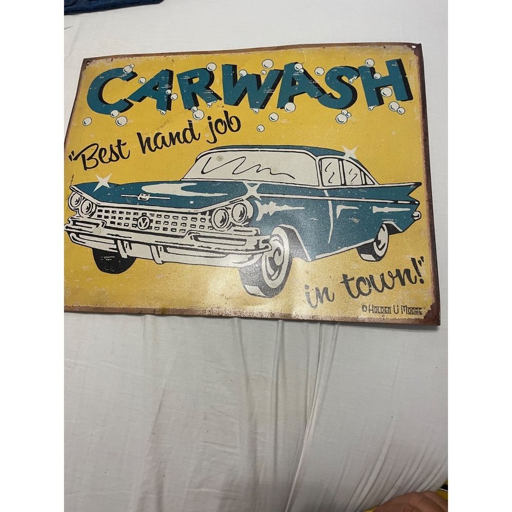 Car‎ Wash Best Hand Job In Town For Car Service Detailing Garage Vintage Sign